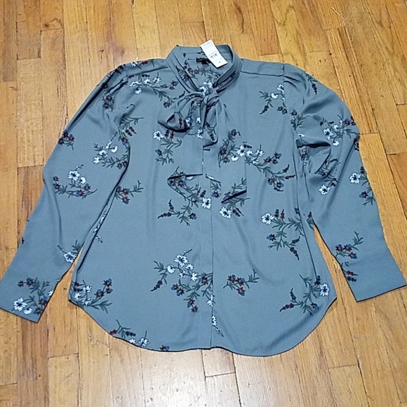 Ann Taylor Floral Bow Neck Blouse - Picture 2 of 7